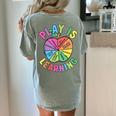 Apple Retro Play Is Learning Kindergarten Teacher Daycare Women's Comfort Colors T-Shirt Back Print Bay