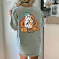 Art Teacher Painting Brushes Retro Pumpkin Ghost Artist Women's Comfort Colors T-Shirt Back Print Bay