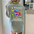 Autism Awareness Teacher I Teach Awesome Superheroes Women's Comfort Colors T-Shirt Back Print Bay