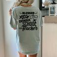 Blessed To Be A Catholic School Teacher Christian Teaching Women's Comfort Colors T-Shirt Back Print Bay