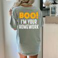 Boo I'm Your Homework Halloween Teacher Costume Women's Comfort Colors T-Shirt Back Print Bay