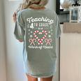 Christmas Candy Cane Work Of Heart Fourth 4th Grade Teacher Women's Comfort Colors T-Shirt Back Print Bay Christmas Candy Cane Work Of Heart Fourth 4th Grade Teacher Women's Comfort Colors T-Shirt Back Print Bay
