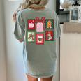 Christmas Teacher Stamps Women's Comfort Colors T-Shirt Back Print Bay