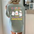 Creepin It Real With Kindergarten Monsters Halloween Teacher Women's Comfort Colors T-Shirt Back Print Bay