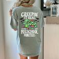 Creepin It Real Monster School Preschool Teacher Halloween Women's Comfort Colors T-Shirt Back Print Bay