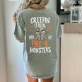 Creepin It Real Pre-K Monsters Halloween Preschool Teacher Women's Comfort Colors T-Shirt Back Print Bay