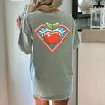 Cute Distressed Super Teacher Superhero Apple Women's Comfort Colors T-Shirt Back Print Bay Cute Distressed Super Teacher Superhero Apple Women's Comfort Colors T-Shirt Back Print Bay
