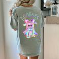 Cute Ghost Book Reading Halloween Teacher Top Girls Women Women's Comfort Colors T-Shirt Back Print Bay