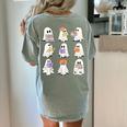 Cute Ghost Reading Books Teacher Halloween Reading Men Women Kids Women's Comfort Colors T-Shirt Back Print Bay