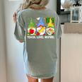 Cute Gnomes Teach Love And Inspire Back To School Teacher Women's Comfort Colors T-Shirt Back Print Bay
