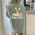 Cute Reading Bunny Glasses Books Bookworm Reader Teacher Women's Comfort Colors T-Shirt Back Print Bay