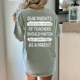 Dear Parents Your Expectations Of Teachers Should Match Men Women Women's Comfort Colors T-Shirt Back Print Bay