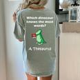 Dinosaur Thesaurus Grammar Joke Teacher Women's Comfort Colors T-Shirt Back Print Bay