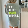 Eat Sleep Math Repeat Teacher Lover Women's Comfort Colors T-Shirt Back Print Bay