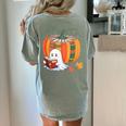 Fall Book Pumpkin Ghost Reading Books Halloween Teacher Women's Comfort Colors T-Shirt Back Print Bay Fall Book Pumpkin Ghost Reading Books Halloween Teacher Women's Comfort Colors T-Shirt Back Print Bay