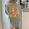 Fall In Love With Music Groovy Thanksgiving Music Teacher Men Women Girls Kids Women's Comfort Colors T-Shirt Back Print Bay