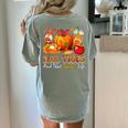 Fall Vibes Costume Teacher Thanksgiving Leopard Gnome Women's Comfort Colors T-Shirt Back Print Bay