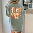 First Grade Fall Floral Coquette Bow Teachers Students Women's Comfort Colors T-Shirt Back Print Bay First Grade Fall Floral Coquette Bow Teachers Students Women's Comfort Colors T-Shirt Back Print Bay