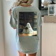 Ghost Library Halloween Book Reading Books Lover Teacher Women's Comfort Colors T-Shirt Back Print Bay
