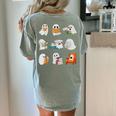 Ghost Reading Teacher Halloween Librarian Book Lover School Women's Comfort Colors T-Shirt Back Print Bay