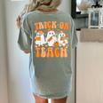 Groovy Teacher Halloween Trick Or Teach Ghost Men Women Kids Women's Comfort Colors T-Shirt Back Print Bay Groovy Teacher Halloween Trick Or Teach Ghost Men Women Kids Women's Comfort Colors T-Shirt Back Print Bay