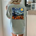 Halloween Pumpkin Starry Night Van Gogh Art Teacher Women's Comfort Colors T-Shirt Back Print Bay