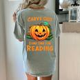 Halloween Teacher Librarian Pumpkin Reading Books Men Women Kids Women's Comfort Colors T-Shirt Back Print Bay