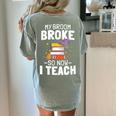 Halloween Teacher Tee My Broom Broke So Now I Teach Women's Comfort Colors T-Shirt Back Print Bay