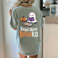 Halloween Teacher Women Cute Reading Ghost Read More Books Women's Comfort Colors T-Shirt Back Print Bay