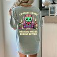 Halloween Teacher Zombie Reading Is Good For Brains Women's Comfort Colors T-Shirt Back Print Bay Halloween Teacher Zombie Reading Is Good For Brains Women's Comfort Colors T-Shirt Back Print Bay