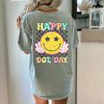 Happy Dot Day Hippie Flowers Smile Face Groovy Teacher Kids Women's Comfort Colors T-Shirt Back Print Bay