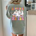 Haunted By My TBR Cute Ghosts Book Reading Teacher Halloween Women's Comfort Colors T-Shirt Back Print Bay
