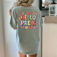 Hello Pre-K Back To School Teacher Student Fun Graphic Tee Women's Comfort Colors T-Shirt Back Print Bay Hello Pre-K Back To School Teacher Student Fun Graphic Tee Women's Comfort Colors T-Shirt Back Print Bay