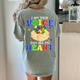 I Am Their Voice They Are My Heart Autism Awareness Teacher Women's Comfort Colors T-Shirt Back Print Bay