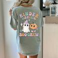 Kindergarten Boo Crew Halloween Floral Ghost Kinder Teacher Women's Comfort Colors T-Shirt Back Print Bay