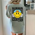 Kindergarten Teacher Hippie Smile Face Back School Women's Comfort Colors T-Shirt Back Print Bay Kindergarten Teacher Hippie Smile Face Back School Women's Comfort Colors T-Shirt Back Print Bay