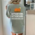 Let's Eat Kids Grammar For Thanksgiving Teacher Women's Comfort Colors T-Shirt Back Print Bay