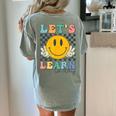 Let's Learn Today Smile Face Back To School For Teacher Kids Women's Comfort Colors T-Shirt Back Print Bay