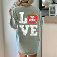 LOVE Apple 3rd Grade Teacher Student School Women's Comfort Colors T-Shirt Back Print Bay LOVE Apple 3rd Grade Teacher Student School Women's Comfort Colors T-Shirt Back Print Bay