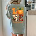 Love Kindergarten Teacher Turkey Thanksgiving Autumn Fall Women's Comfort Colors T-Shirt Back Print Bay