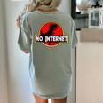 Nerdy No Internet Dinosaur Computer Science Teacher Women's Comfort Colors T-Shirt Back Print Bay