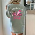 In October We Wear Pink Apple Teacher Daisy Breast Cancer Women's Comfort Colors T-Shirt Back Print Bay
