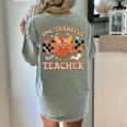 One Thankful Teacher Thanksgiving Retro Groovy Fall Teachers Women's Comfort Colors T-Shirt Back Print Bay One Thankful Teacher Thanksgiving Retro Groovy Fall Teachers Women's Comfort Colors T-Shirt Back Print Bay
