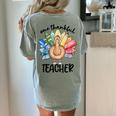 One Thankful Teacher Turkey Pencil Thanksgiving Teachers Women's Comfort Colors T-Shirt Back Print Bay