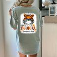 One Thankful Teacher's Aide Messy Bun Thanksgiving Fall Women's Comfort Colors T-Shirt Back Print Bay