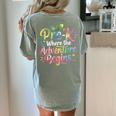 Pre-K Where The Adventure Begins Preschool Teachers Students Women's Comfort Colors T-Shirt Back Print Bay