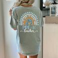 Pre-K Teacher Leopard Boho Rainbow Back To School Women's Comfort Colors T-Shirt Back Print Bay