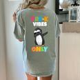 Pre-K Vibes Only Penguin Teachers Kids Back To School Women's Comfort Colors T-Shirt Back Print Bay