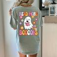 Read More Books Groovy Halloween Teacher Women Women's Comfort Colors T-Shirt Back Print Bay