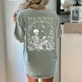 Read In Peace Skeleton Reading Teacher Spooky Halloween Women's Comfort Colors T-Shirt Back Print Bay